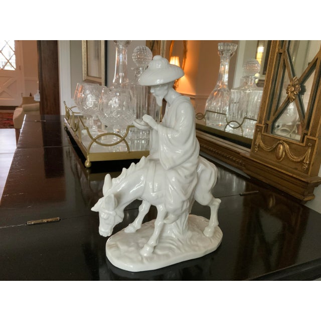 White Porcelain Japanese Man Riding a Donkey Figurine For Sale - Image 4 of 12