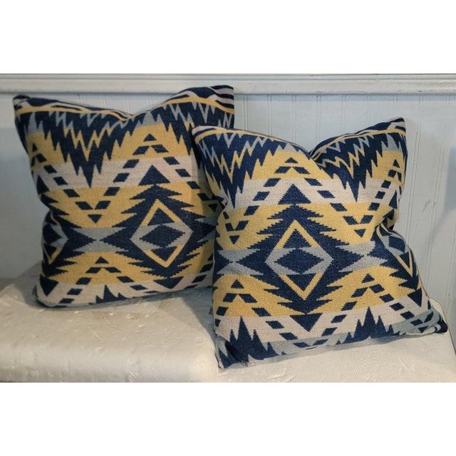 These amazing all cotton Beacon design blanket pillows. The backing are in a sky blue cotton and dark blue cotton...