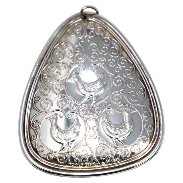 1973 Towle Sterling Three French Hens Ornament For Sale