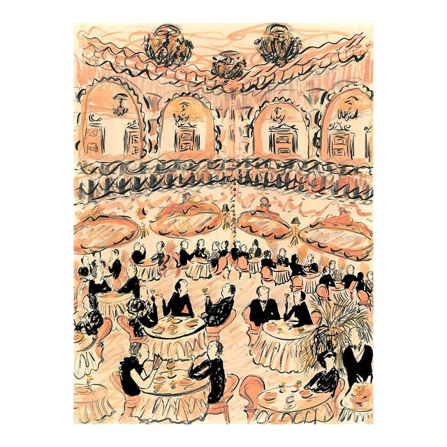 Fancy Luncheon in the Pink Dining Room Original Figurative Contemporary Watercolor by Pauline De Roussy De Sales For Sale