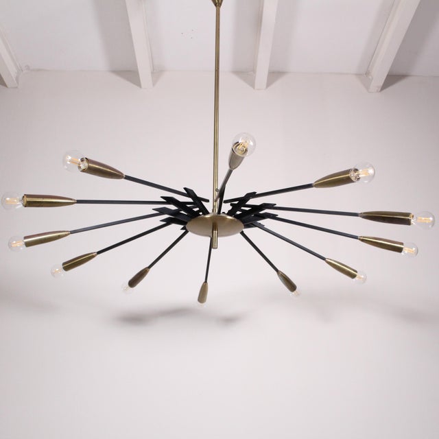 Mid-Century Brass & Black Metal Ceiling Lamp by Oscar Torlasco for Lumi For Sale - Image 6 of 15