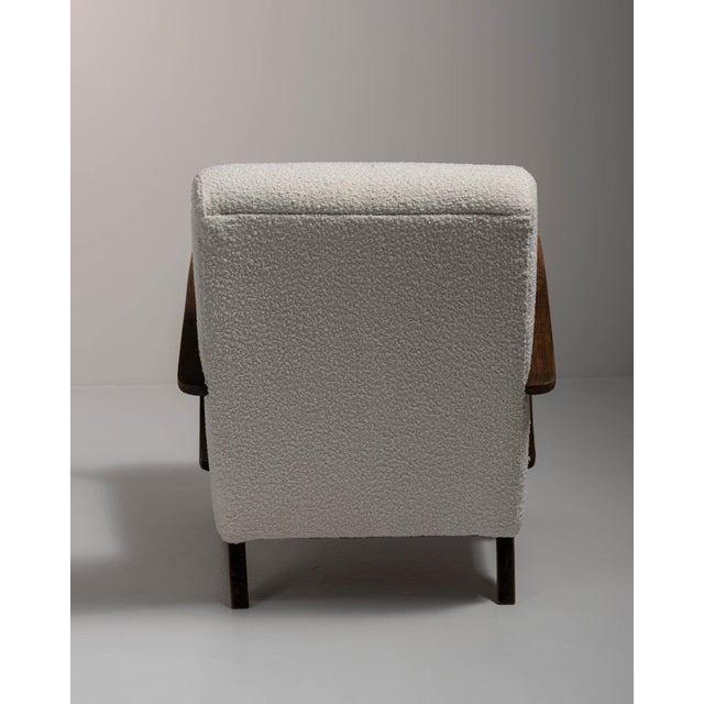 Ivory 20th Century Czech Republic Warm Ivory Boucle Curved-Arm Lounge Chair For Sale - Image 8 of 11