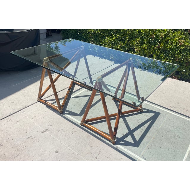 Contemporary Authentic McGuire Vintage Rattan Desk or Dining Table, Organic Modern Design For Sale - Image 3 of 14