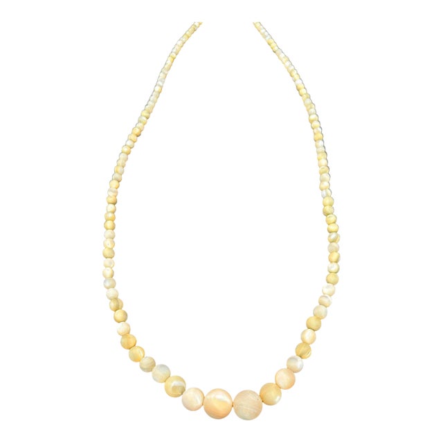Burmese Hand Shapped Yellow Jade Round Necklace on Silk Cord For Sale