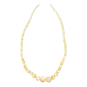 Burmese Hand Shapped Yellow Jade Round Necklace on Silk Cord