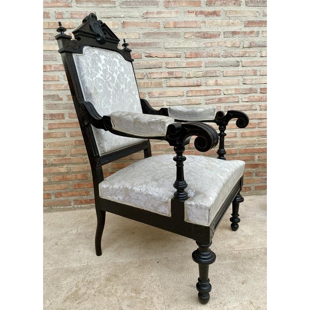 Alphonsine Armchairs in Ebonized Wood, 1900s, Set of 2 For Sale - Image 6 of 18