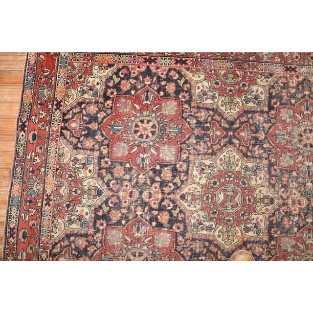 19th Century Worn Zabihi Collection Persian Rug - 4'1" x 4'8" For Sale - Image 9 of 10