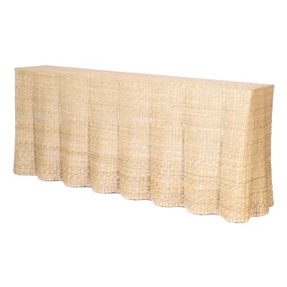 Long Wicker Drapery Ghost Console For Sale