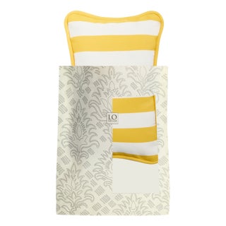 Outdoor Micro The Gift Cushion Striped in Yellow and White by Lorenza Briola for Lo Decor For Sale