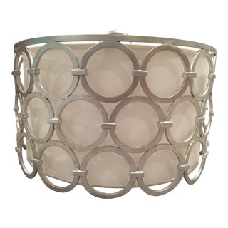 Visual Comfort Alexandra Large Burnished Silver Leaf Pendant With Linen Shade For Sale