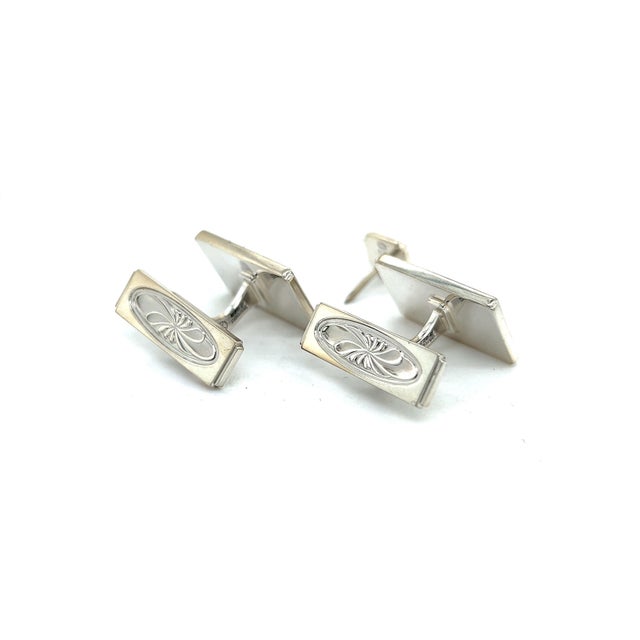 1990s 1990s Pair of Georg Jensen Estate Mens Cufflinks Set with Tie Pin Without Back of Tie Pin For Sale - Image 5 of 8