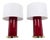 Italian Ruby Red Glazed Ceramic and Brass Twin Table Lamps, 1970s, Set of 2 For Sale
