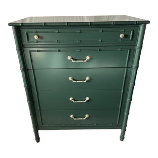 1960s Thomasville Faux Bamboo Highboy Dresser For Sale