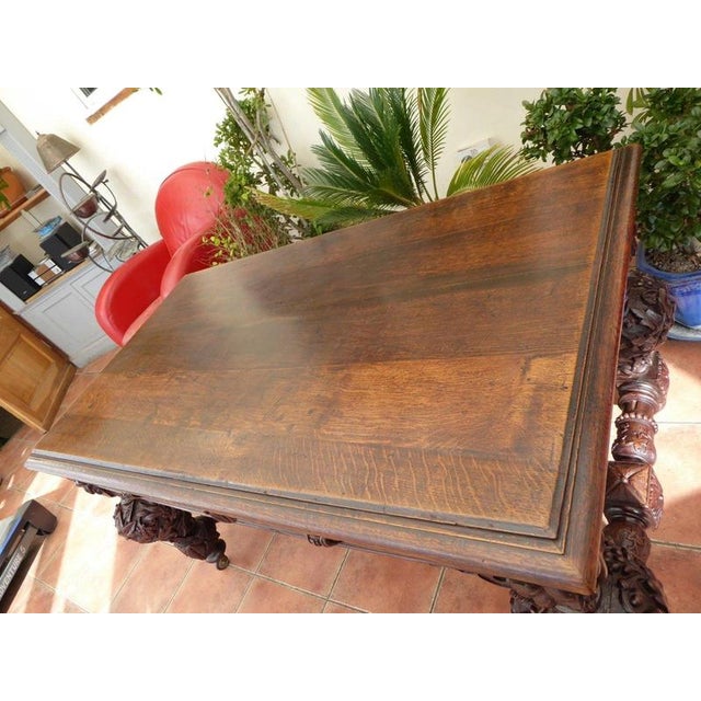 Wood 18th Century Carved Georgian Country Oak Library Table, 1780 For Sale - Image 7 of 14