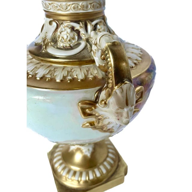 Antique Royal Worcester Fruit/Caryatid Urn Lamp For Sale - Image 10 of 12