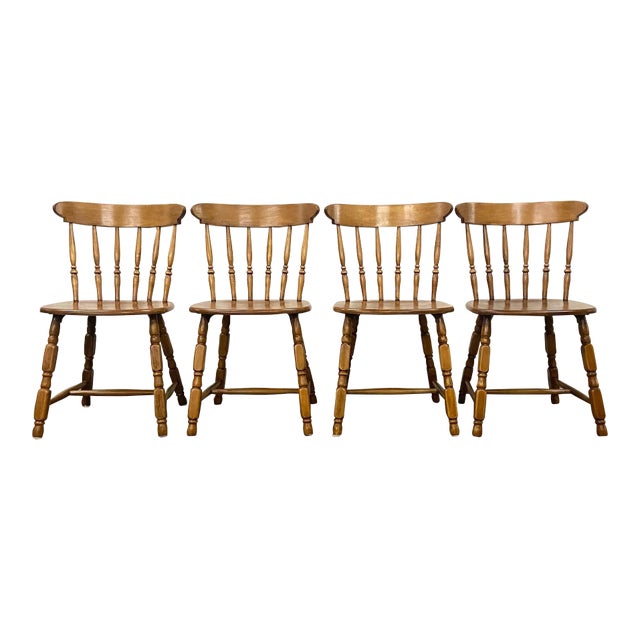 Vintage Spindle Windsor Dining Chairs - Set of 4 For Sale