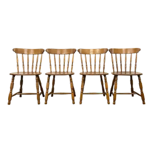 Vintage Spindle Windsor Dining Chairs - Set of 4