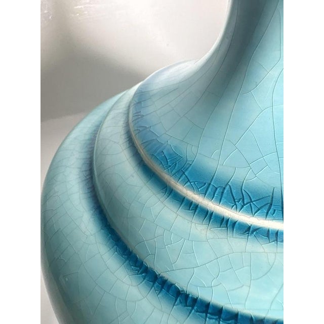 Vintage Blue Ceramic Table Lamps, France, 1970s, Set of 2 For Sale - Image 11 of 13