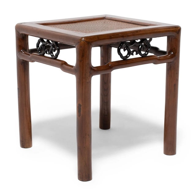 Wood Pair of Fine Chinese Woven Top Square Stools, C. 1850 For Sale - Image 7 of 8