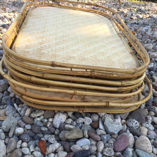 Vintage Bamboo Serving Trays Set of 6 Chairish