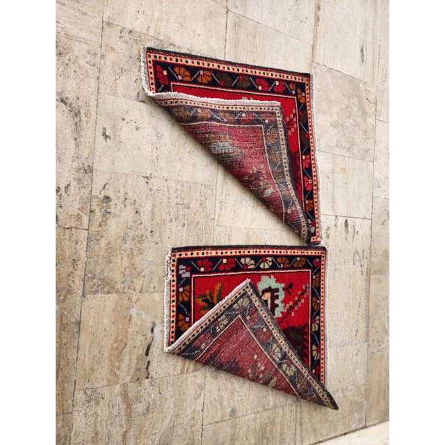 Textile 1970s Small Turkish Floral Rug - a Pair For Sale - Image 7 of 8