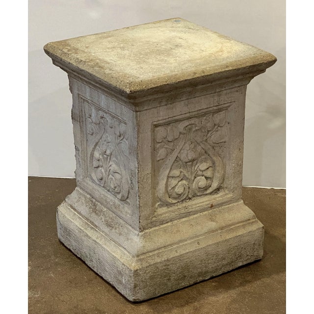 A fine English garden plinth or pedestal of composition stone - for use as an ornamental garden feature or display...