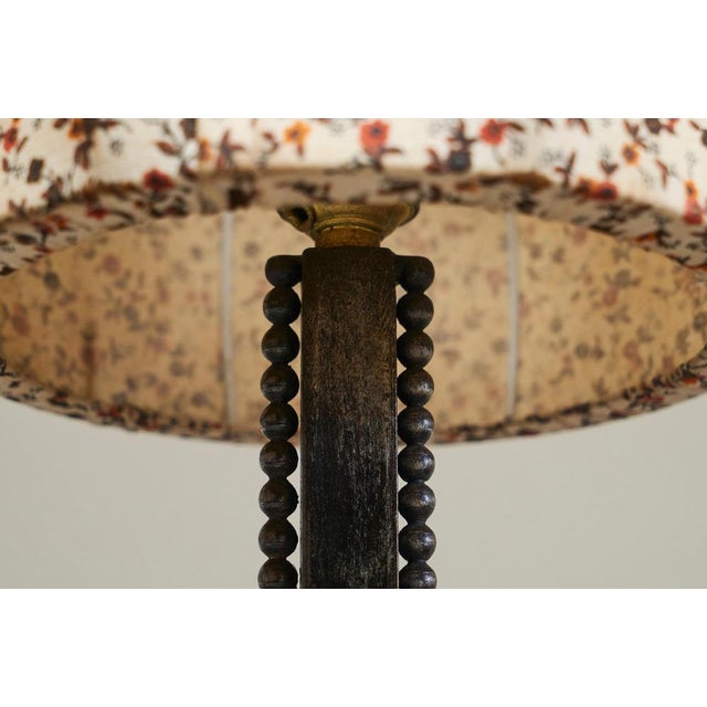 Vintage Art Deco Table Lamp in Wrought Iron with Floral Shade, 1940s For Sale - Image 9 of 12