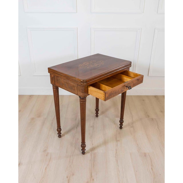 Charles X 1820 maple and mahogany inlaid game table For Sale - Image 10 of 10