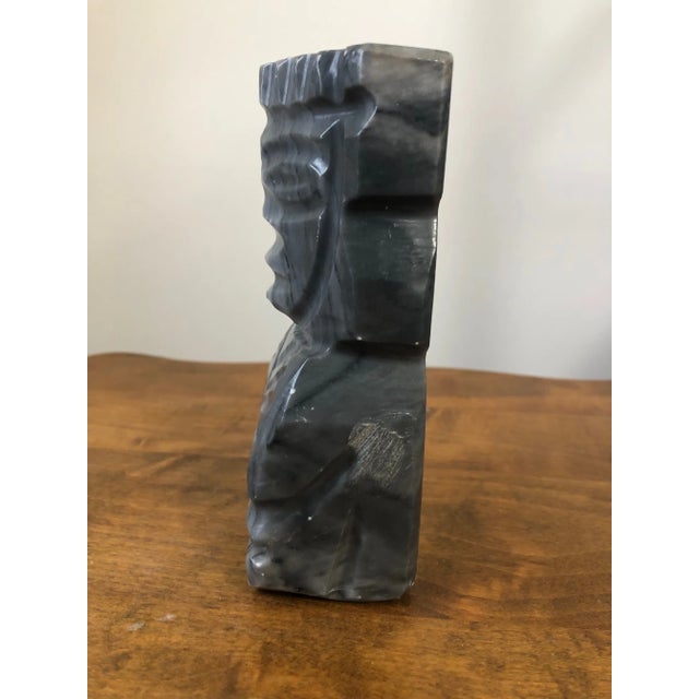 Contemporary Tribal Aztec Carved Stone Figurine Statue / Bookend For Sale - Image 3 of 8