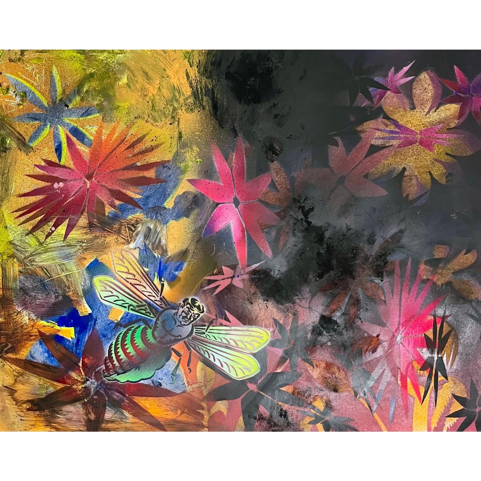 Mason Rader, Abstract Surrealist Spray Paint Mixed Media Painting ...