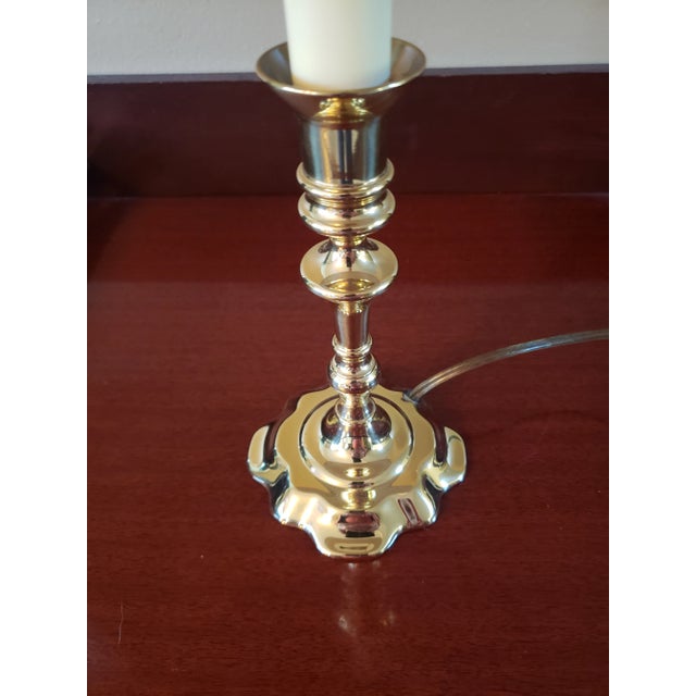 Late 20th Century Baldwin Brass Candlestick Lamp, Historic Deerfield