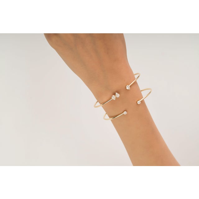 Not Yet Made - Made To Order Brilliant Cut Diamond Adjustable Cuff Bangle Bracelet in 14k Yellow Gold For Sale - Image 5 of 15