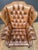 Taupe Large English Wing Back Chair of Tufted Tanned Leather With Nail-Head Trim For Sale - Image 8 of 16