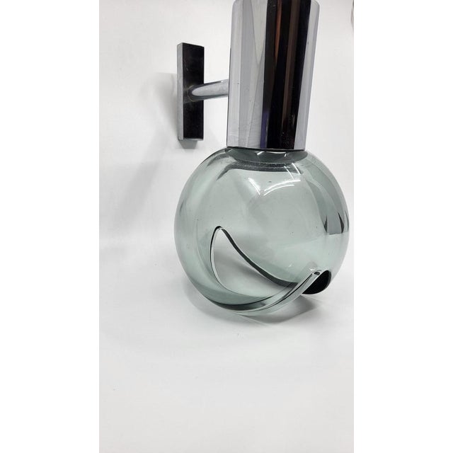 Glass Eye Ball Wall Light in Glass and Chrome, Italy, 1970s For Sale - Image 7 of 9