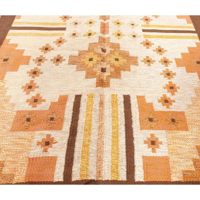 Textile Doris Leslie Blau Vintage Swedish Flat-Weave Rug by Mary Sanberg, Signed MS For Sale - Image 7 of 8