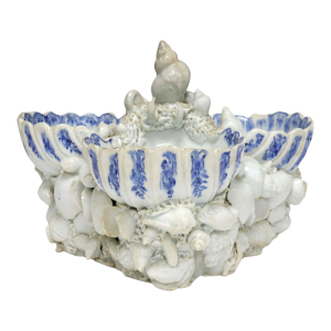 Bow Porcelain Underglaze Blue & White Shell Sweetmeat Stand