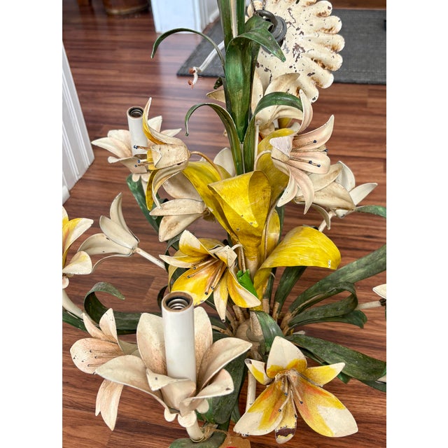 Mid Century Tole Floral Chandelier For Sale - Image 9 of 10