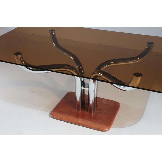 Italian Chrome and Smoked Glass Table from Guido Faleschini, 1970s For Sale - Image 11 of 18