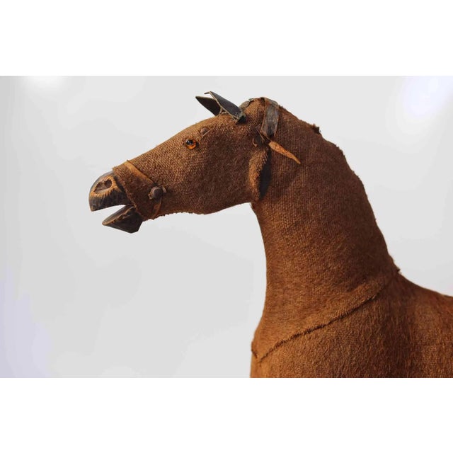 American Horse Figure on Wooden Base Antique For Sale - Image 3 of 6