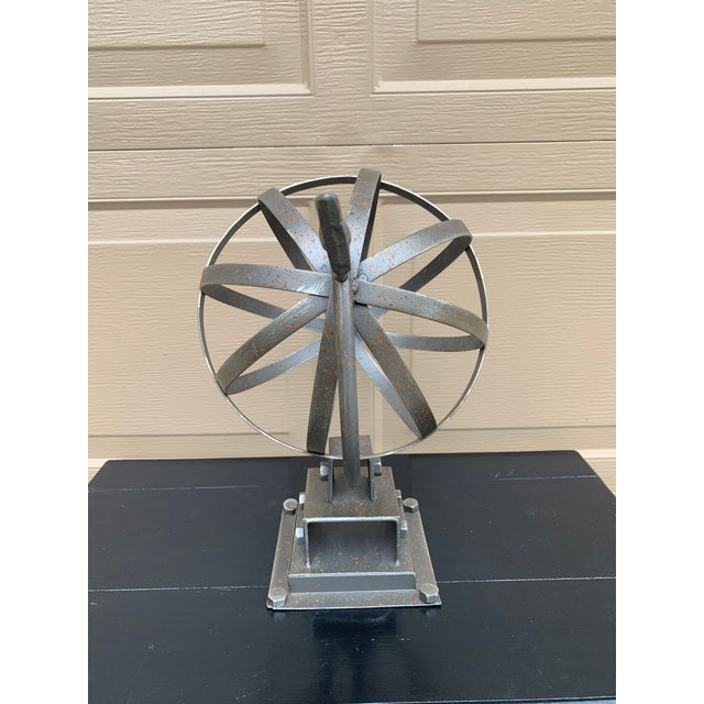 Gray Contemporary Iron Garden Armillary Sundial For Sale - Image 8 of 11