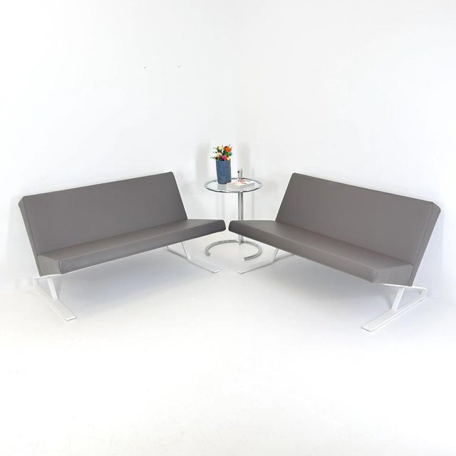 Mid Century Satyr Compact Leather Sofa by Design For Use for ClassiCon, Germany 2000s – Grey Leather Lounge Sofa Discover...
