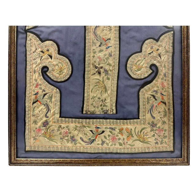Textile 19th Century Antique Chinese Framed Groups of Textile Embroidery Pieces For Sale - Image 7 of 12