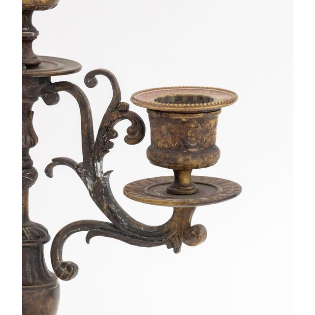 Late 19th Century French Brass Three-Branch Candelabra, Pair For Sale - Image 5 of 9