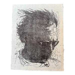 Large Roy Ward Ragle Woodcut Self Portrait 1973