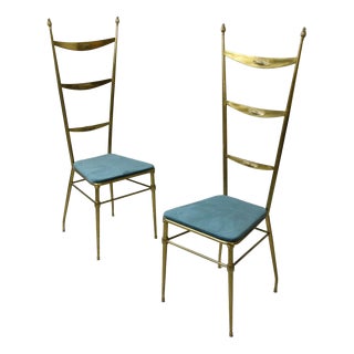 Brass Chiavari Chairs by Gaetano Descalzi, 1950s, Set of 2 For Sale