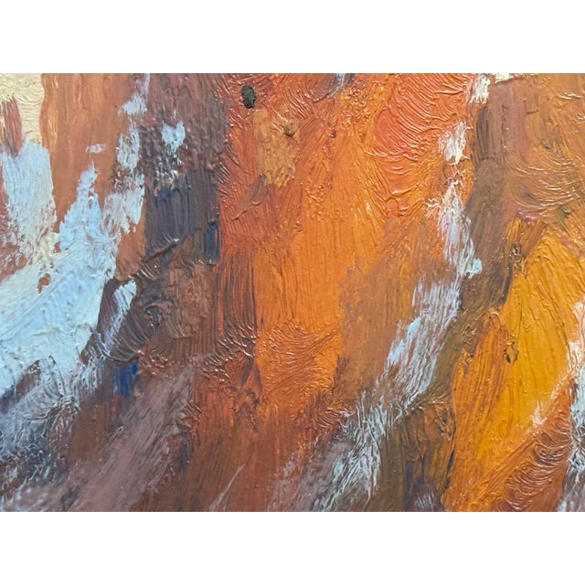 Brown Mountain Landscape Oil Painting, Vintage For Sale - Image 8 of 12
