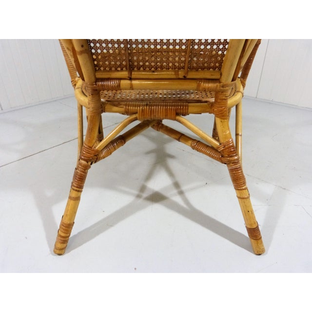 Italian Rattan Easy Armchair, Italy, 1970s For Sale - Image 4 of 14