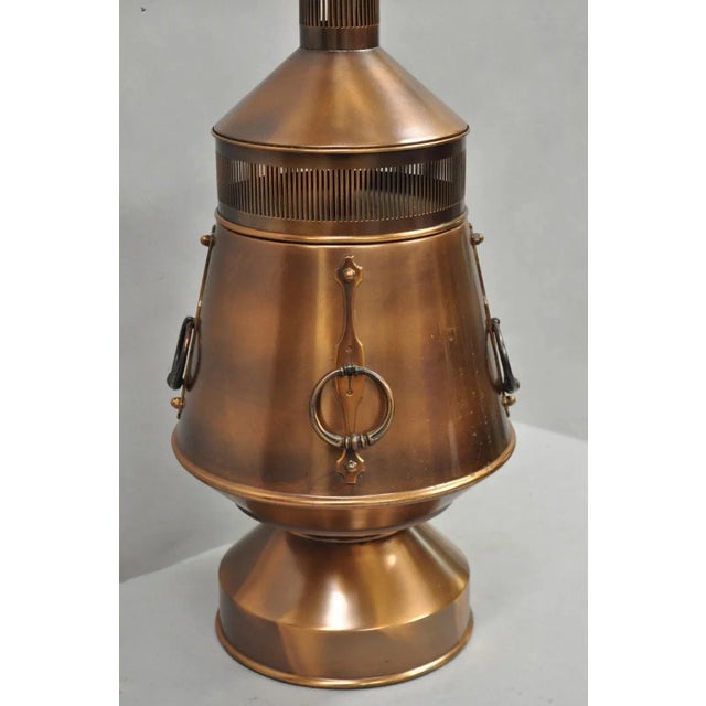 Vintage Industrial Mid Century Modern Copper Metal "Ship Turbine" Table Lamp For Sale - Image 11 of 12
