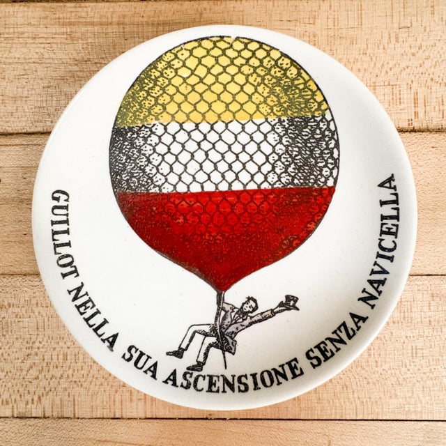 1960s Fornasetti "Palloni" Themed Ceramic Hot Air Balloon Coasters Set of 5 For Sale - Image 5 of 13