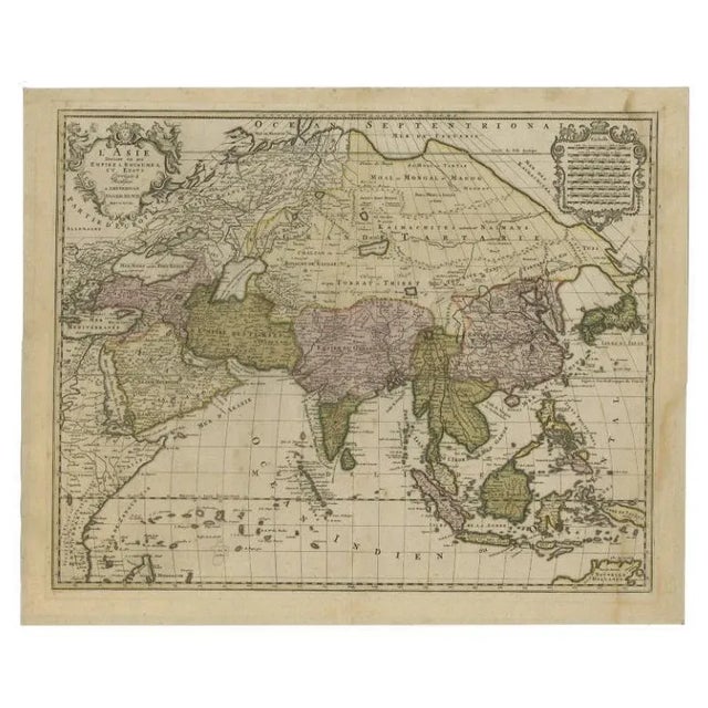 Antique map titled 'L' Asie Divisee en ses Empires, Royaumes, et Etats'. Attractive, large map of Asia including all of...
